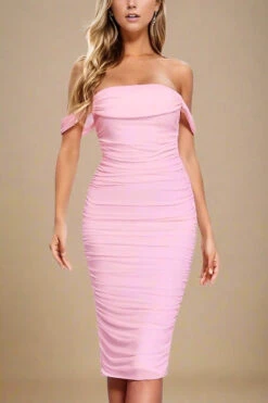 Zia Bodycon Wrap Midi Dress - Dusty Pink